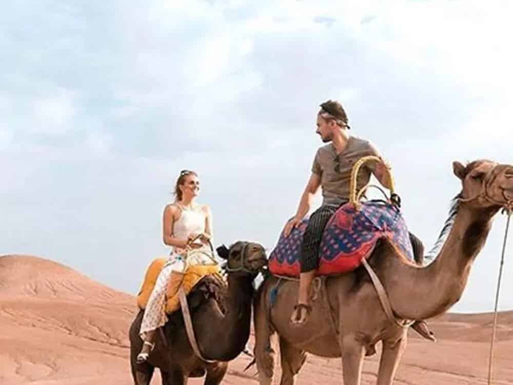 Agafay desert sunset camel trek