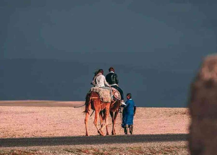 sunset camel trek in Agafay desert