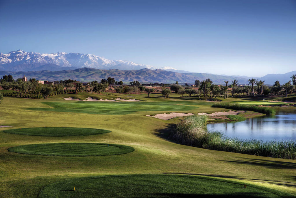 Marrakech golf club with the high Atlas Mountains in the horizon