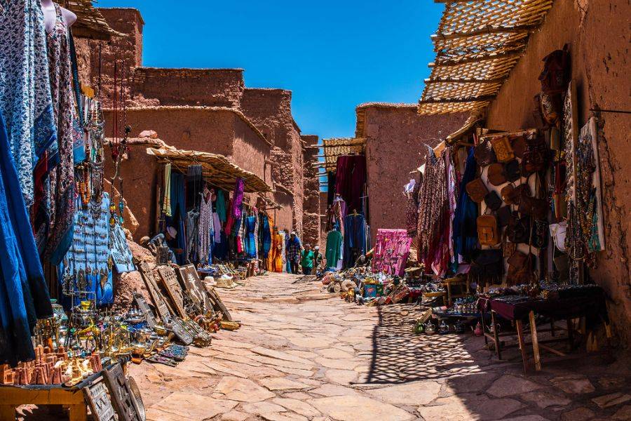 Colorful marketplace within Kasbah Ait Ben Haddou
