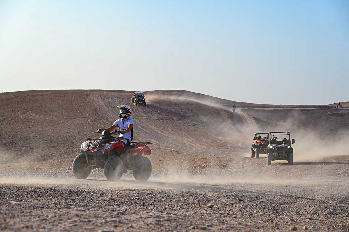 Quad Biking in Marrakech across Agafay Desert landscape